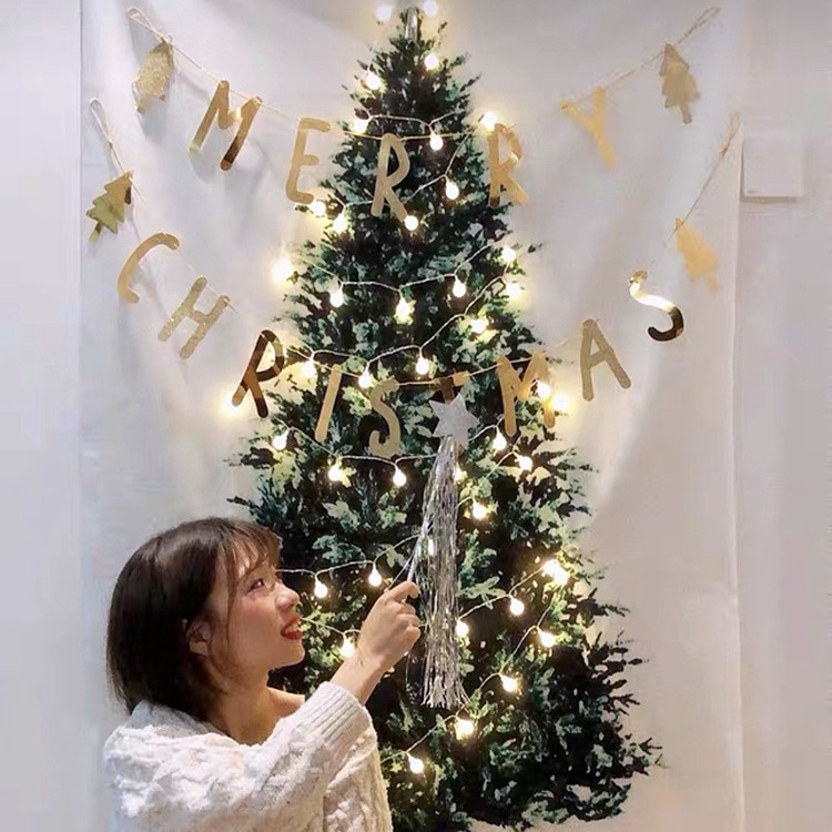 Tela Decorativa Navideña para Colgar en Árboles de Navidad, Decoración Festiva, Fondo Navideño Fresco, Tapiz Simple, Tela Decorativa para Comercio Exterior