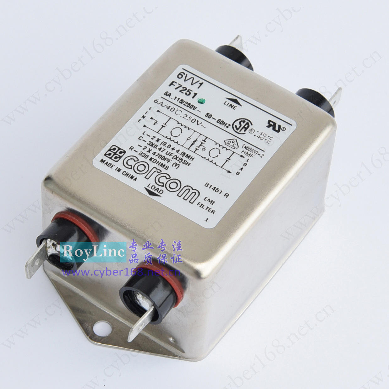 6VV1 6A 跑步机用 Corcom VDE UL CSA 抗电磁干扰EMI IEC滤波器