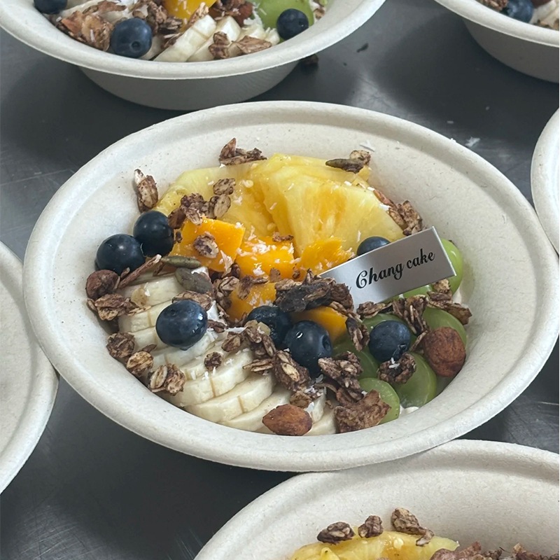 Tazón de pulpa de papel desechable Tazón de yogur de extracto frío de celebridades de Internet Polvo de hielo desechable Tazón de papel de pesca de frutas Tazón de embalaje Caja comercial