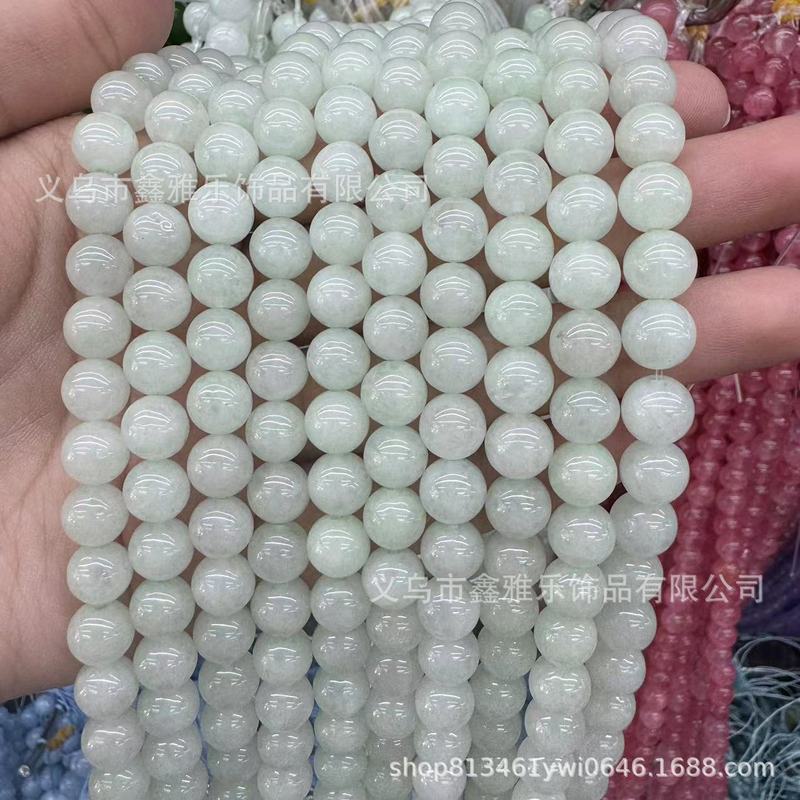 直销高仿晴水和田玉髓散珠蓝水圆珠碧玉串珠diy饰品配件|undefined
