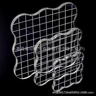 In-Stock 3-Piece Set of Transparent Acrylic Stamping Blocks with Grid Design, Handle, Silicone DIY Stamp, and Journaling