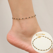 欧美跨境电商不锈钢十字链滴油脚链波西米亚度假风沙滩脚链饰品