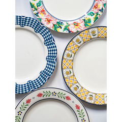 批發功夫道ins風法式餐盤平盤浪漫陶瓷盤子釉下彩圓形橢圓西餐甜