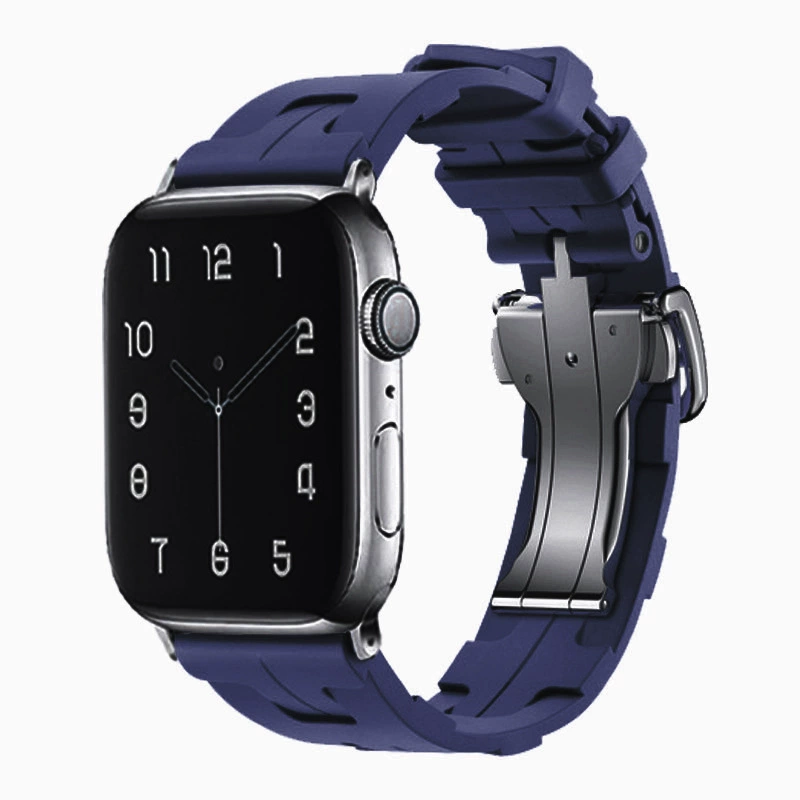 Подходит для Apple Watch 9 / Apple Watch Hermes силиконовый ремешок с складной бабочкой Caps Ultra SE