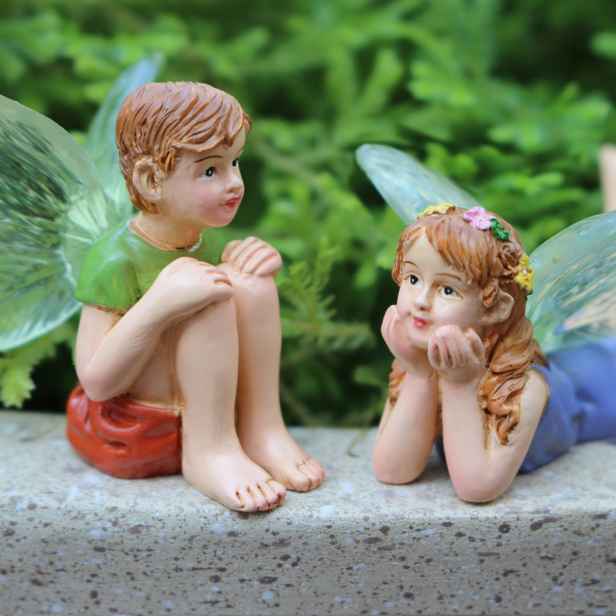 Spring New Product Creative Boys and Girls Resin Ornaments Garden Courtyard Terrace Decoration Flower Fairy Landscaping Ornaments Now