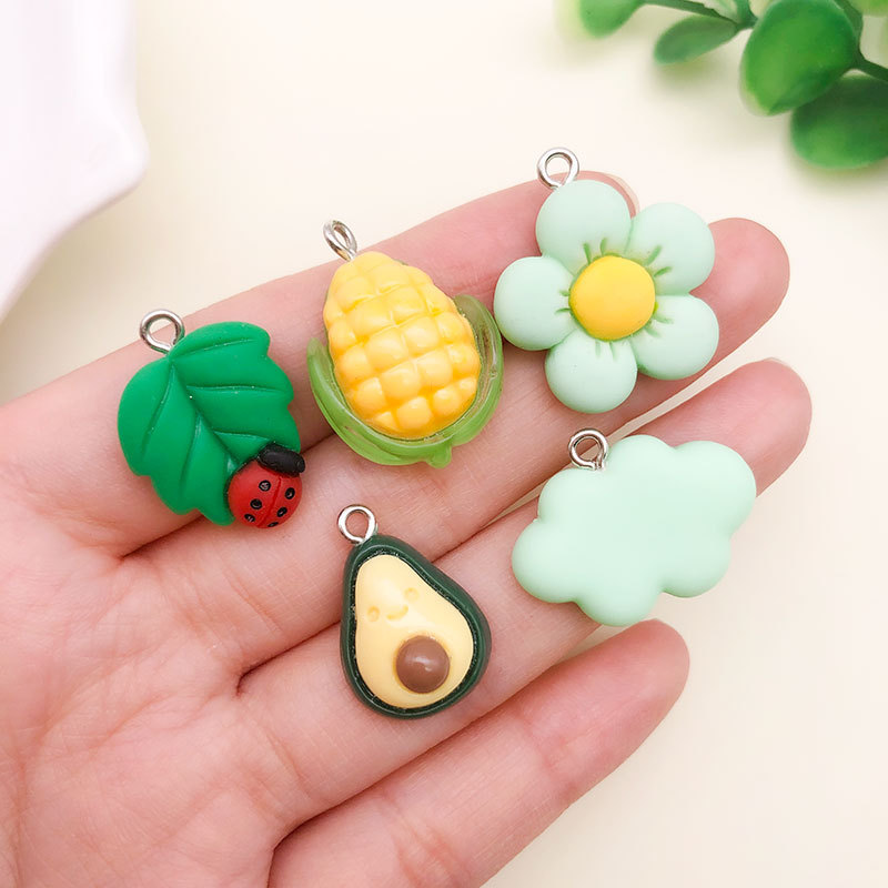 Smooth Embellishment 1 Piece Resin Fruit Mushroom Butterfly Pendant