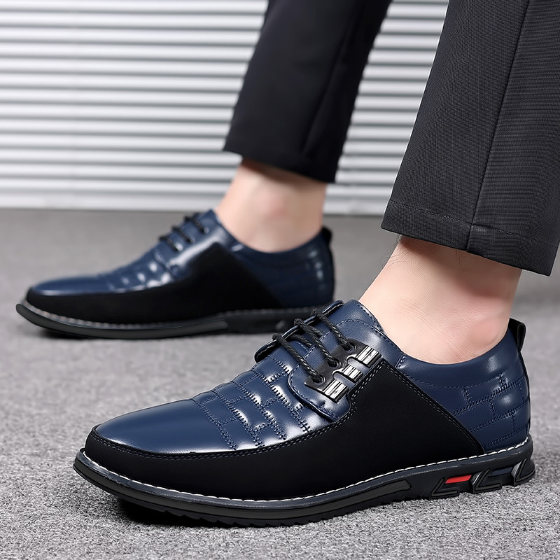 Men's round head men's casual shoes front lace-up casual shoes flat casual men's shoes_vogvips.com