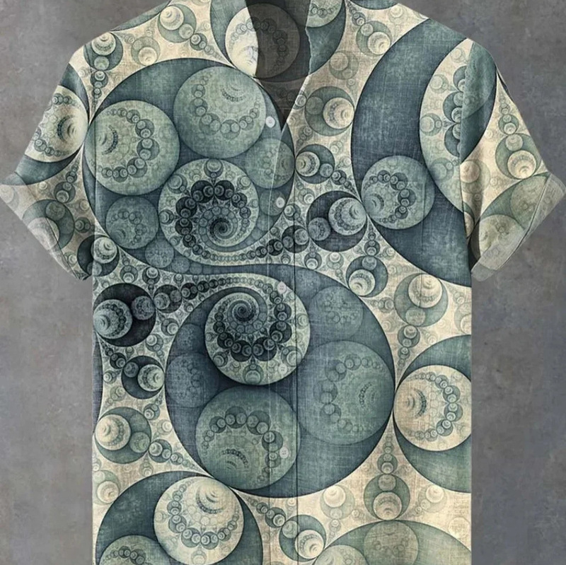 Men's Hawaiian Shirt Casual Short Sleeve Top Loose Fashion Retro 3D Printed Summer Shirt
