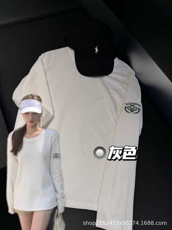 2025新款lulu华夫格长袖打底衫显瘦百搭圆领上衣女|undefined