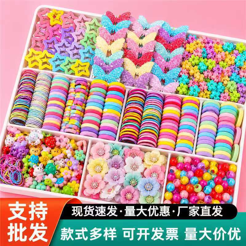 Explosiones transfronterizas de niños toque de cabello clip de cabello combinación de caja de regalo para bebés anillo de cabello para niñas clips para el cabello