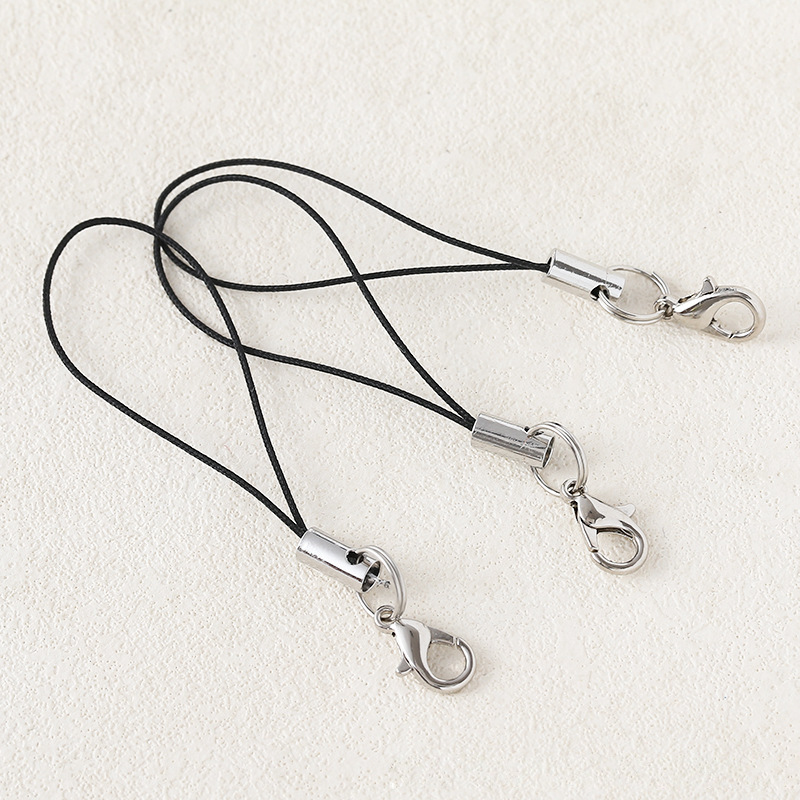 DIY Handmade Accessories Material Lobster Clasp Mobile Phone Rope Jewelry Black Lanyard Hanging Ring with Metal Buckle Sling Wholesale