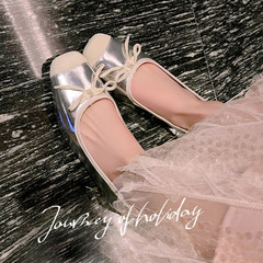 葡萄媽同款 圓頭淺口蝴蝶結顯腳小平底芭蕾舞鞋真絲單鞋女