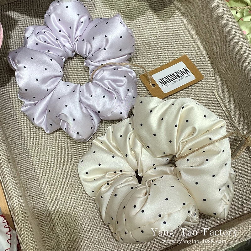Almohada de lunares, lazo para el cabello del intestino grueso con relleno de algodón, lazo para el cabello de satén para dormir, tocado de cabeza de bola de sentido avanzado femenino