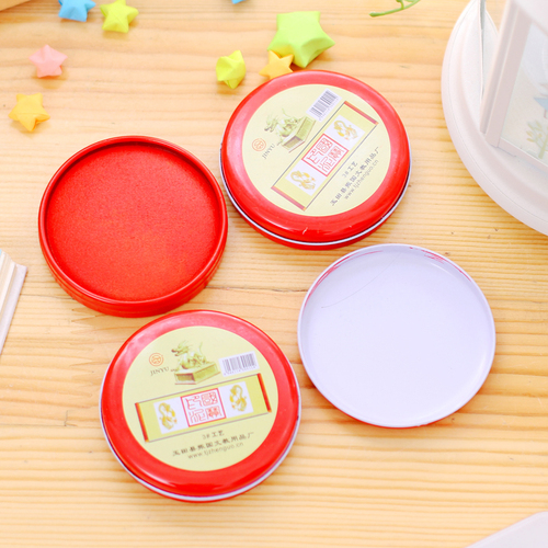Red financial office seal cloth ink pad round iron box quick-drying ink wholesale press fingerprint quick-drying ink pad
