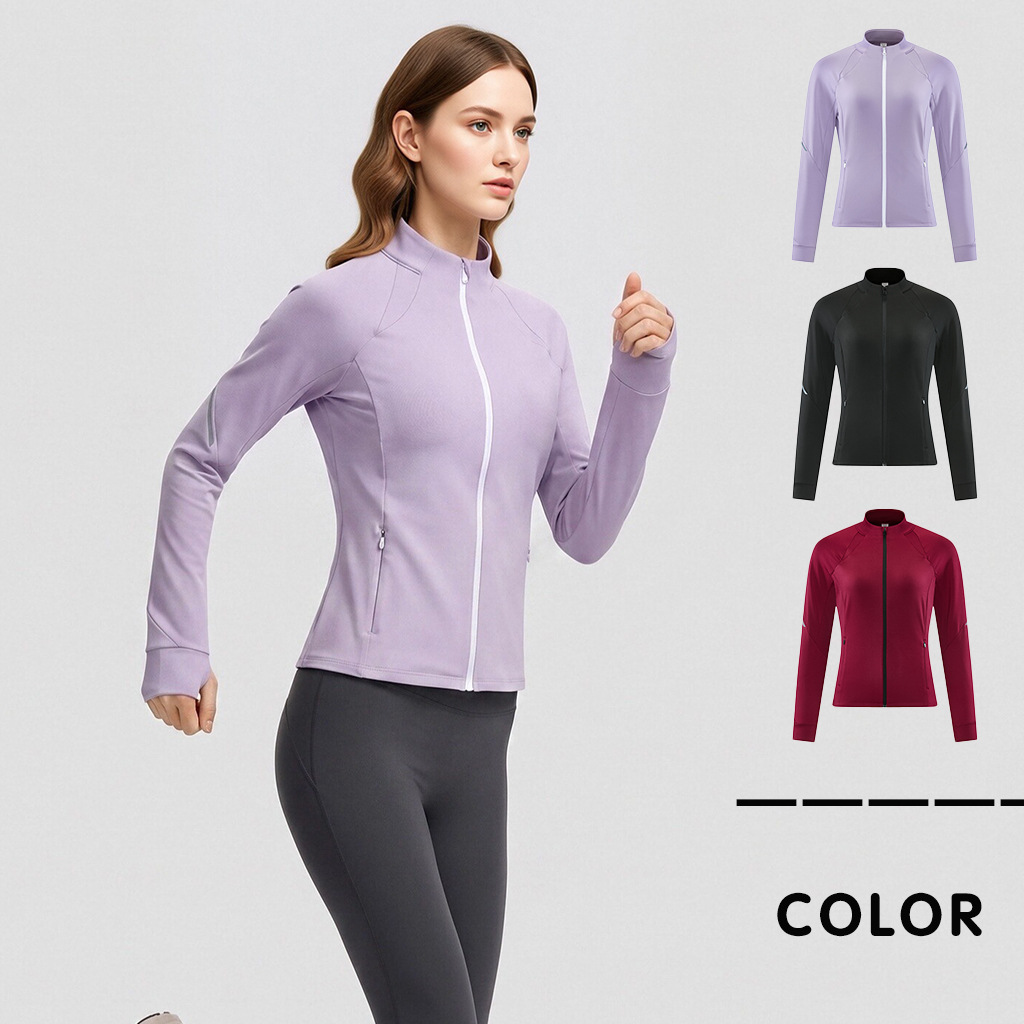 LULU alternative 2026 new solid color sports casual top yoga fitness jacket for women slim-fit simple outerwear for women