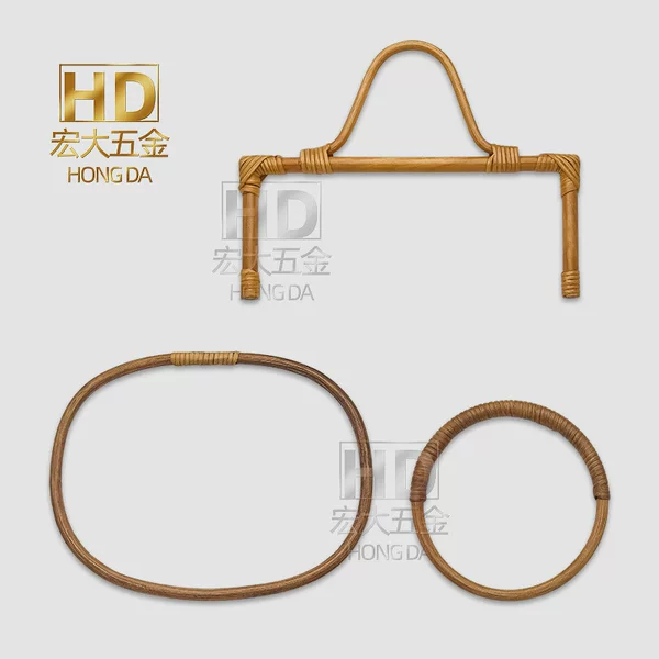 Summer bamboo handle DIY woven bag portable accessories bamboo rattan handle handmade cloth bag bamboo handle bamboo ring