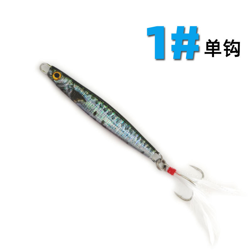 Luya Placa de hierro plomo pescado biónico cebo falso Pesca de Mar tiro largo lentejuelas cebo falso tres ganchos placa desnuda cebo de imitación al por mayor