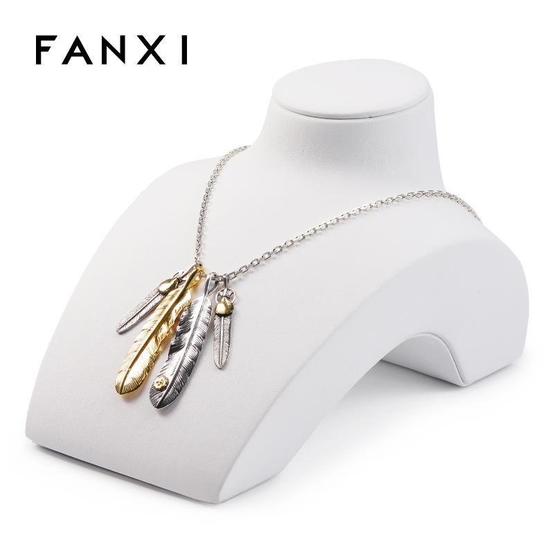 【凡西】新款人像脖子架黑白皮首饰项链展示架吊坠首饰展示道具|ru