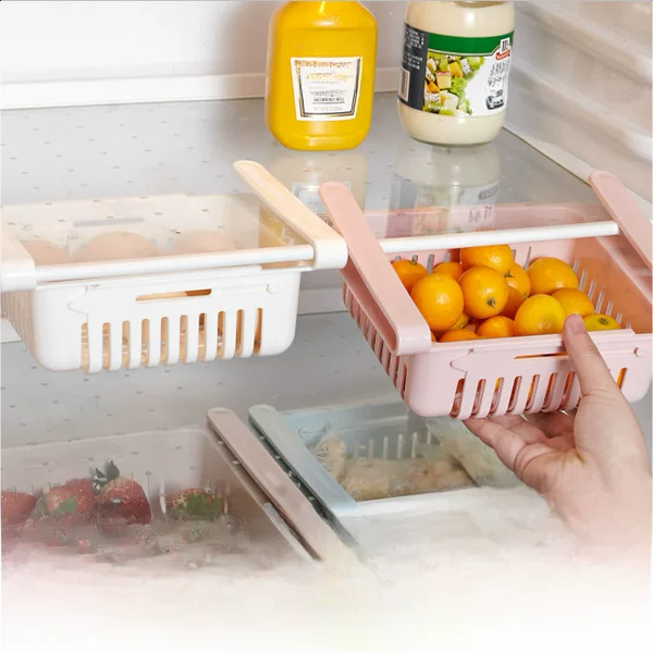 Patented Cross-Border Hot-Selling Product: Extendable Refrigerator Storage Box, Storage Basket, Household Egg Storage Organizer, Refrigerator Storage