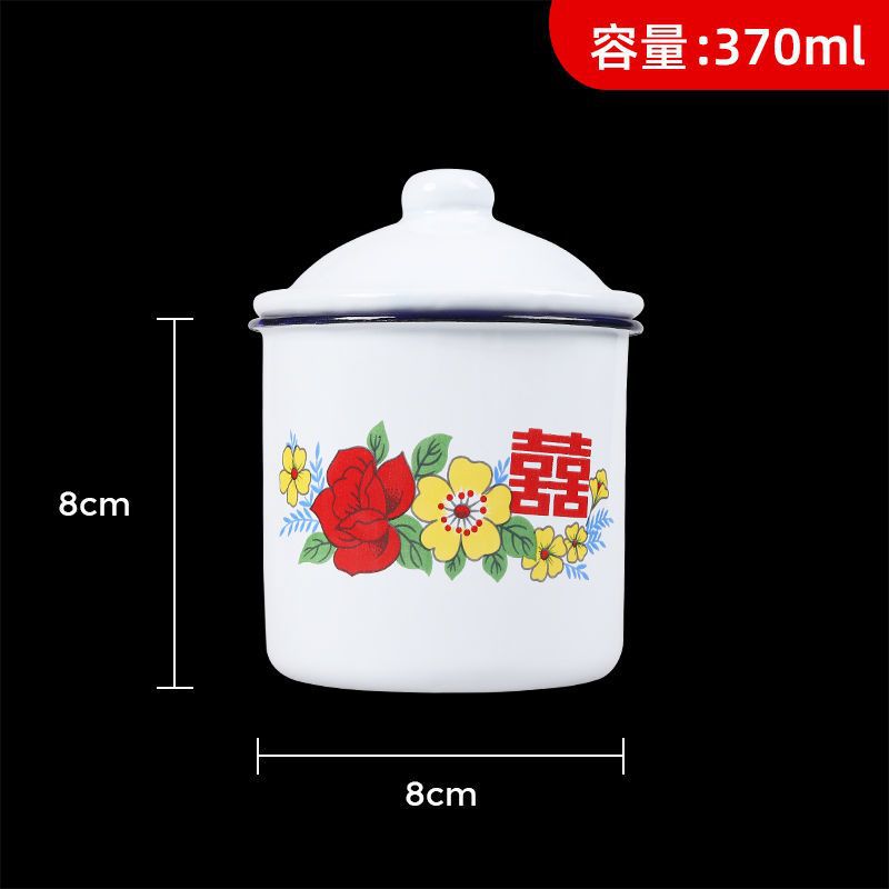 Taza de esmalte para el hogar nostálgico 8 clásico antiguo estilo antiguo con tapa de gran capacidad 9 tazas de agua olla de té retro de hierro