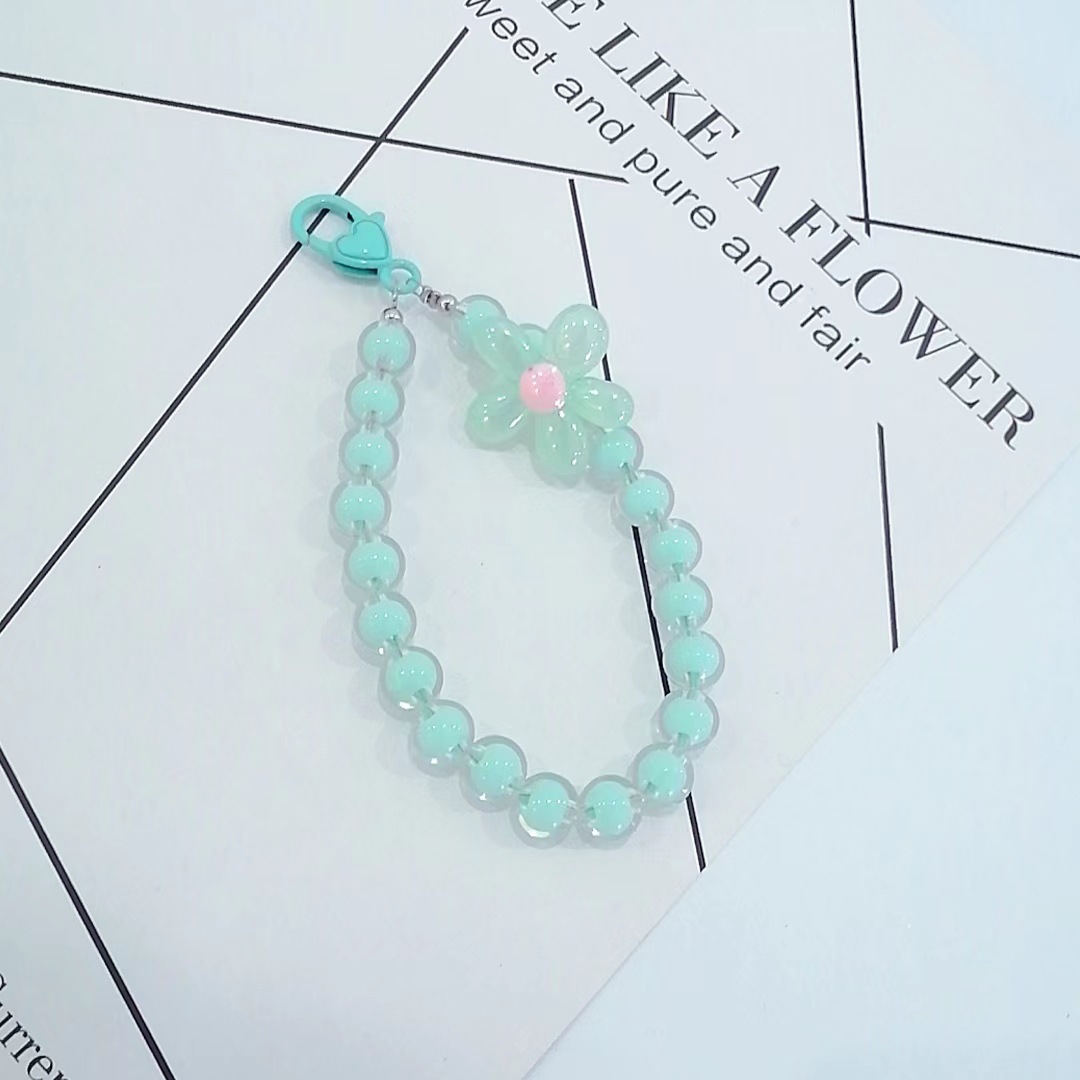 Japón y Corea del Sur color ins hecho a mano con cuentas flor llavero cordón de muñeca macaron color pétalo cordón de teléfono móvil en stock