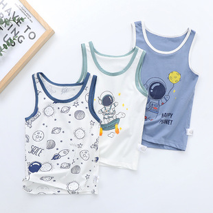Three-piece Summer New Boneless Children's Vest Cotton Cartoon Printed Boy's Simple Sleeveless Top