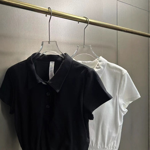 T-Shirt a Brand Regular Shoulder Polo Shirt Waist-Cinching Short-Sleeve T-Shirt for Women Summer New Japanese College Style Slim Fit Turn-Down Collar Top