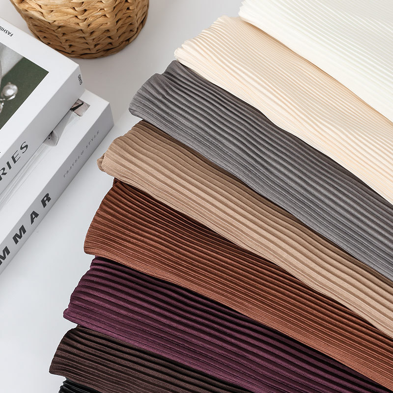 Organ Pleated Fabric Pleated Pleated Solid Color Texture Wide Leg Pants Skirt Hanfu Designer Plain Fabric