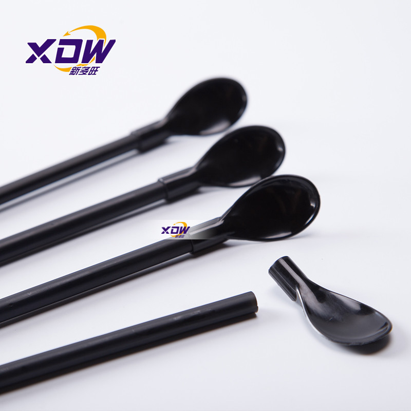 2F straw spoon disposable thickened fruit tea fork spoon cake spoon two-in-one independent packaging 50 pieces multi-color available 