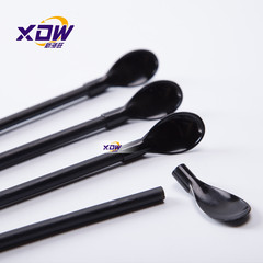 2F straw spoon disposable thickened fruit tea fork spoon cake spoon two-in-one independent packaging 50 pieces multi-color available 