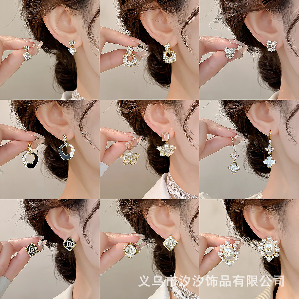 S925银针轻奢百搭珍珠耳环女ins潮时尚精致锆石耳钉高级感耳饰批