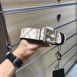 时尚花纹男女款百搭皮带 FF家圆柱柳钉按扣支持NFC高品质牛皮腰带