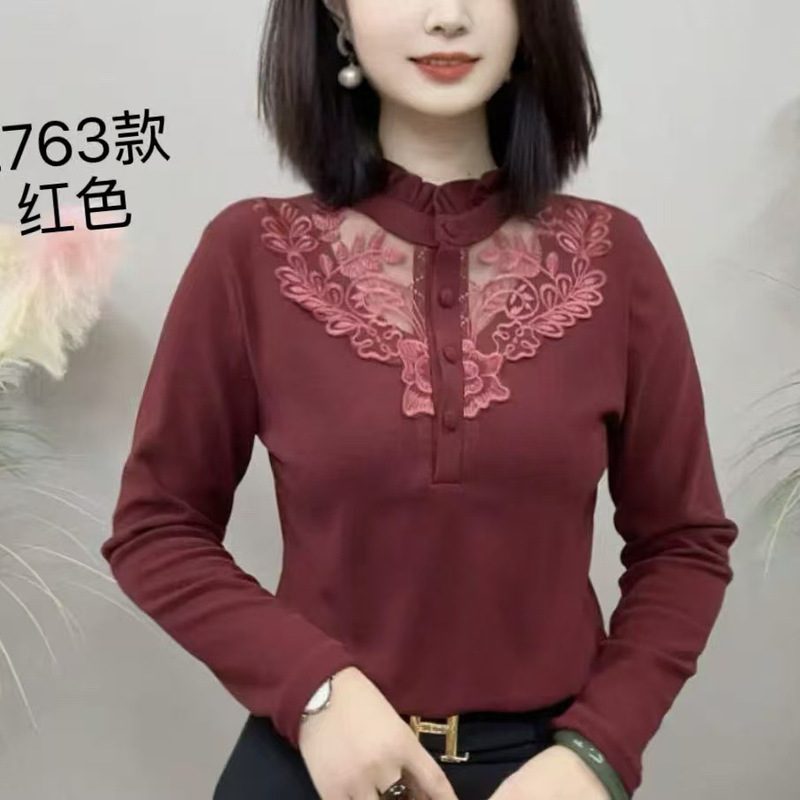 2025 Autumn/Winter High-Neck Lace Base Shirt for Women, Stylish Plus Size Fashionable Versatile Warm Long-Sleeve Undershirt 2025 Autumn/Winter High-Neck Lace Base Shirt for Women, Stylish Plus Size Fashionable Versatile Warm Long-Sleeve Undershirt