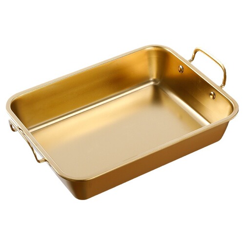 Stainless steel fish baking tray, rectangular gold fish baking tray for commercial use, induction cooker household multi-purpose baking tray wholesale