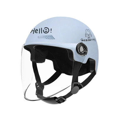 Helmet for All Seasons, Lightweight Safety — Motosiklet kaskı (dəbilqə) - 3c-certification-spring-and-summer-lucky-rabbit-cloud-water-blue-long-transparent-one-size-fits-all