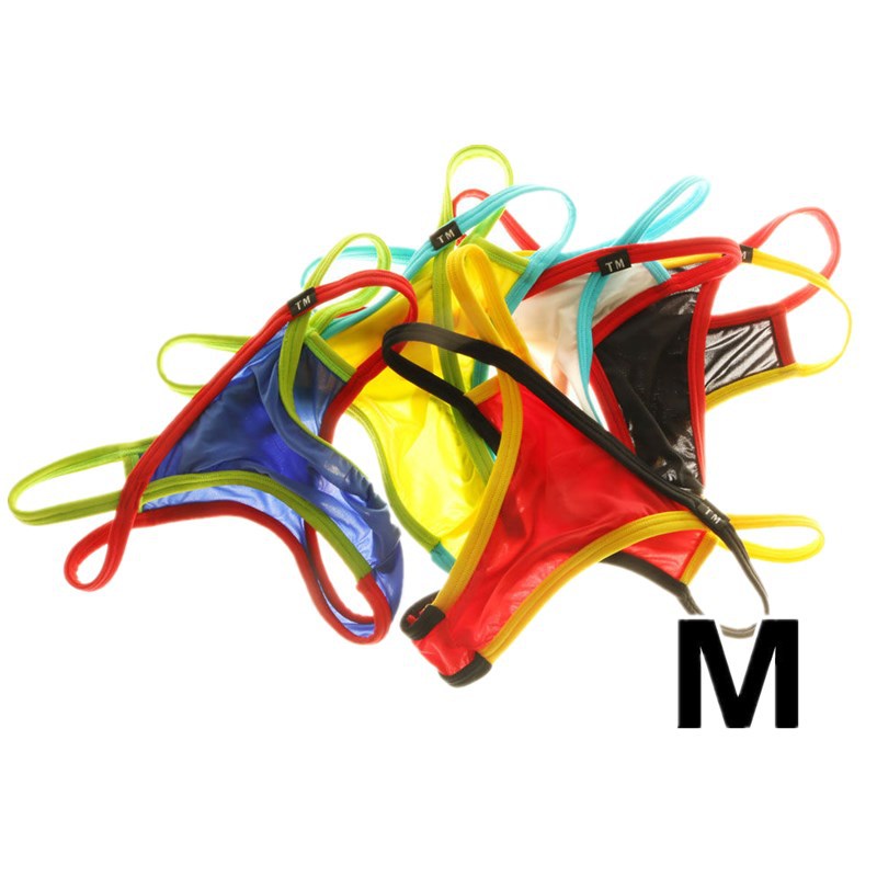 Men's T-Pants Sexy Breathable High Elastic Ice Silk Fabric Double Color Thin Belt Low Waist Men's T-Pants Without Pocket