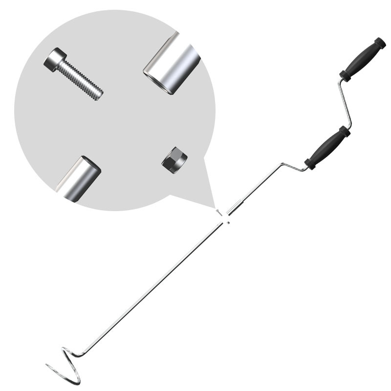 Venta caliente transfronteriza compostaje de acero inoxidable sólido dividido, volteador, manivela, herramienta de compostaje, varilla de agitación en espiral