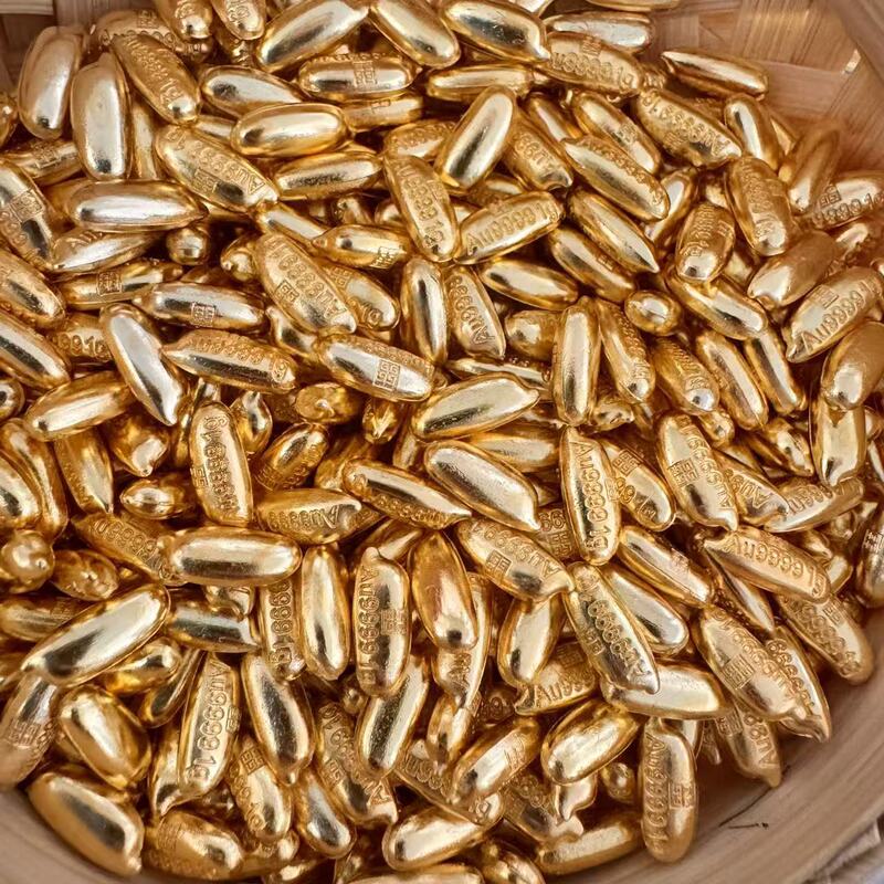Senshe Artificial Mini Gold Ingot Sand Gold Solid Small Ingot Gold Melon Seed Wishful Abacus Solid Gold Bar Rice