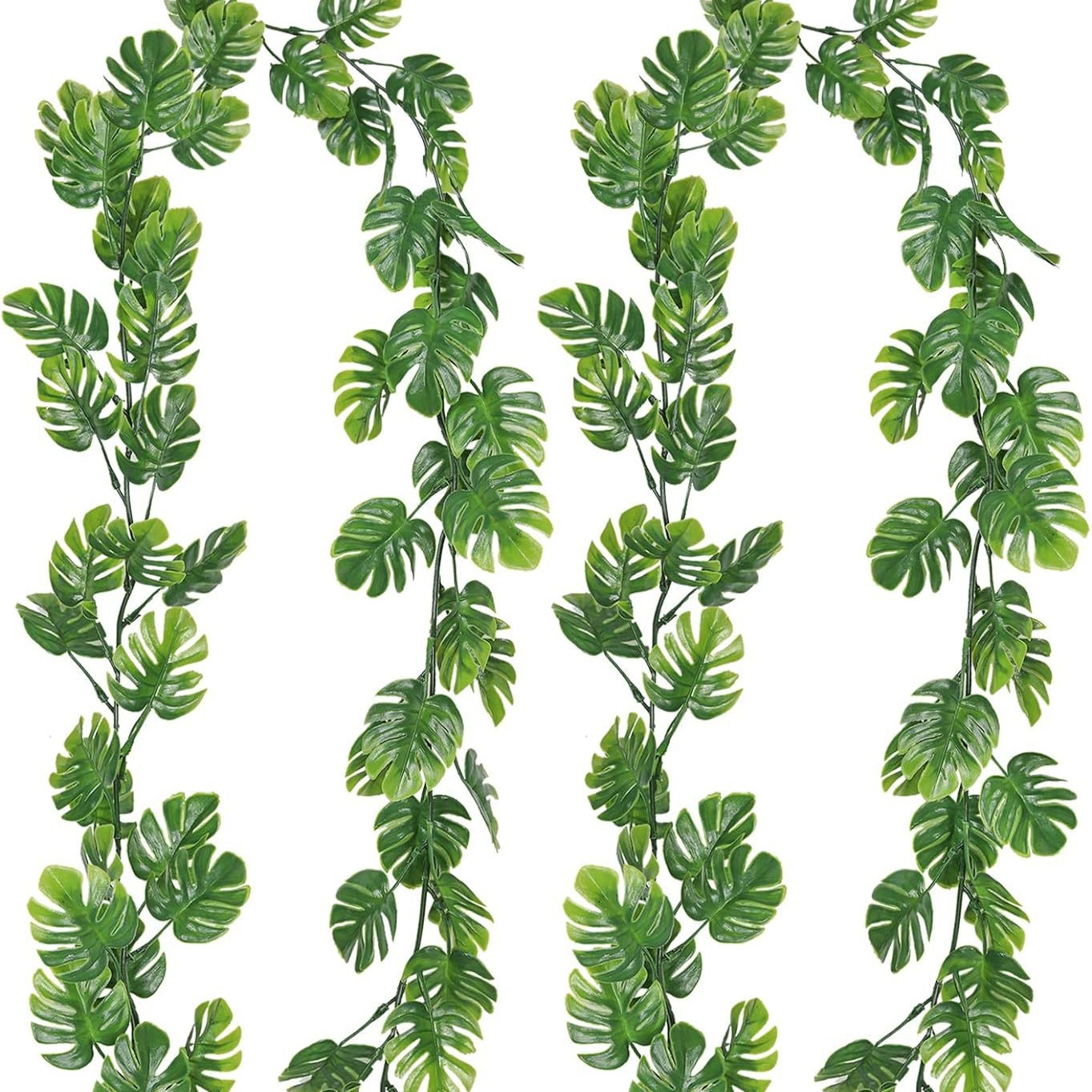 Cross-border artificial green plants, hanging plants, Monstera deliciosa, palm leaves, green vines, artificial plastic wreath decorations