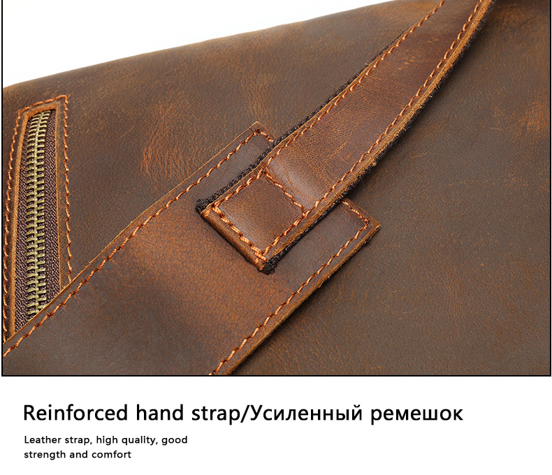 Crazy Horse Leather Men's Backpack Large Capacity Business Travel Bag Stylish Retro Cowhide Handbag_voghion.com
