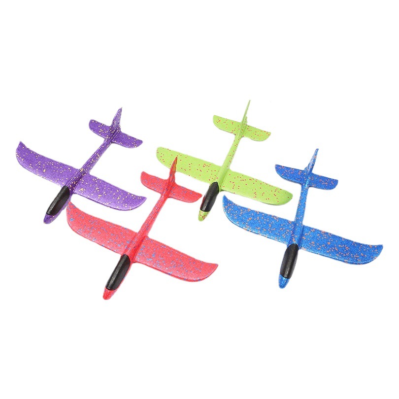 Avión de espuma de lanzamiento manual luminoso LED, planeador de maniobra acrobática, avión de espuma de juguete para niños, grande 48cm