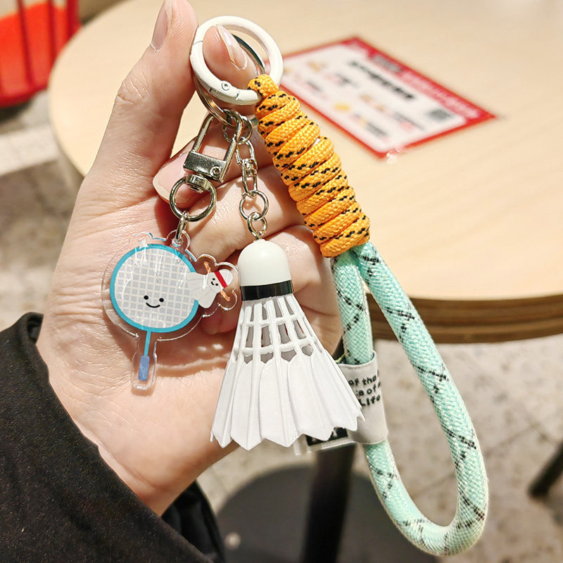Bonito bádminton tenis voleibol fútbol baloncesto rugby llaveros bolsas escolares para hombres y mujeres colgantes de tenis de mesa regalos