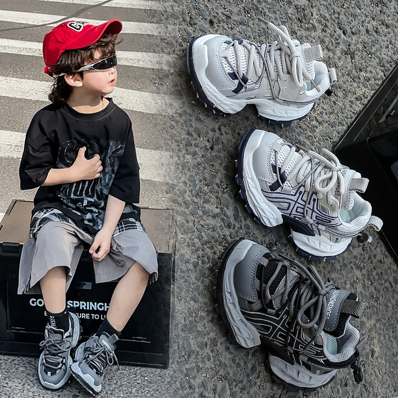 男の子のお父さん靴 2025 春の新子供用メッシュ通気性スポーツシューズ中型および大型男の子用滑り止めランニングシューズ|undefined