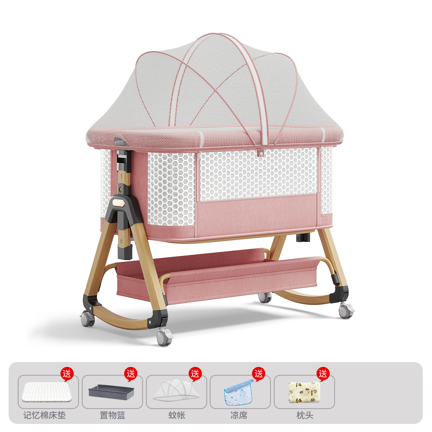 Cama de bebé móvil portátil cuna cama plegable multifuncional BB cama para recién nacidos empalme cama grande
