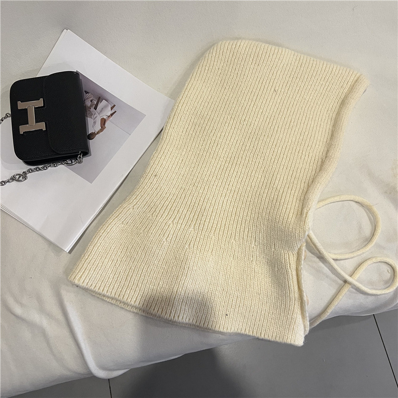 Corea del Sur pasamontañas sombrero de invierno de las mujeres sombrero cálido bufanda integrada pareja de protección auditiva de lana sombrero de punto