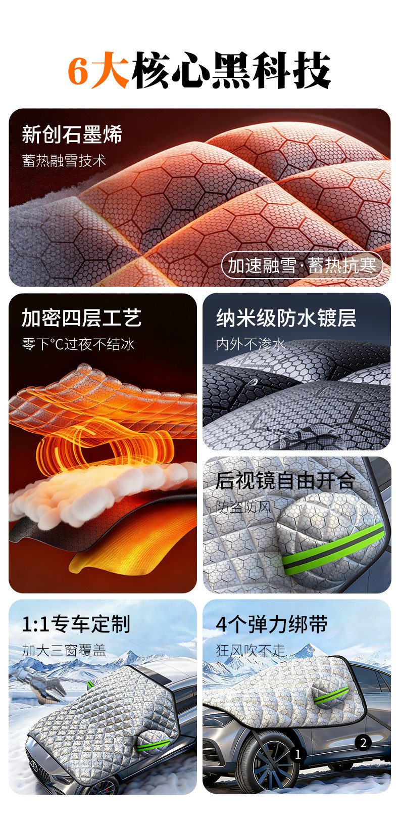 Car Front Windshield Anti-Freeze Cover, Snow Protection, Snow Protection Windshield Cover, Car Window Cover, Car Cover, Thickeneded in Winter