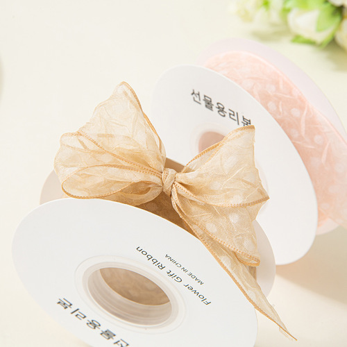 Texture-embellished edge pleated dot snow woven ribbon DIY bow hair accessory floral evening dress collar flower hat accessory