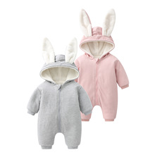 ins大耳朵兔秋冬装婴幼儿宝宝连体衣婴儿纯棉潮服哈衣外出爬服