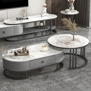 Light Luxury Slate Tv Cabinet Coffee Table Combination Modern Simple Small Apartment Coffee Table Living Room Floor Cabinet Tv Cabinet