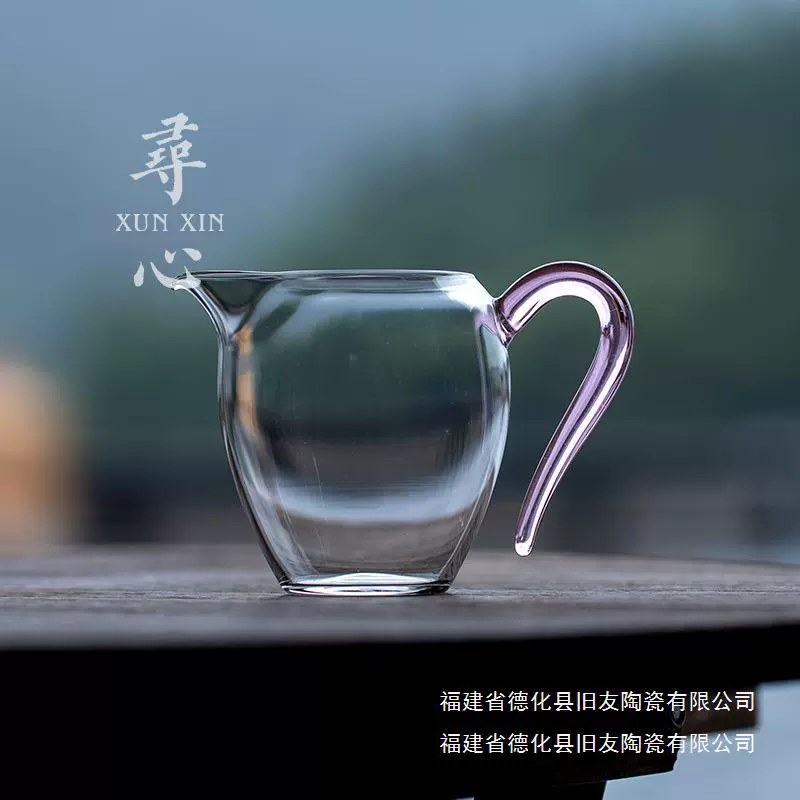 Transparent glass capacious tea cup handmade, tea set, increased thickness